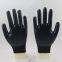 black polyester knitted black nitrile palm coated safety work gloves for construction workplace workshop plant workers wearing