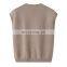 Wholesale Luxury Women's Knitted Plain Vest Solid V-Neck Collar Cashmere Waistcoat Elegant Luxury Collection