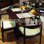 Shangdian furniture factory 4 seater solid wood base glass top dining table design