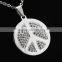 Anti-war peace sign pendant necklace stainless steel diamond necklace
