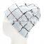 Powder and blue cotton checked beanie cap