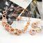 18k rose gold plated crystal bridal dubai gold jewelry set