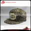 custom metal logo 5 panel strapback cap suede leopard snapback cap