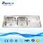 Commercial Double Bowl Irregular Shape Kitchen Sink With Drainboard