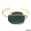 14K Gold Plated Agate Natural Druzy Stone Charm Bangle Bracelet Wholesale