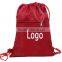 Blank Logo Canvas, Polyester Drawstring Backpack Bag With Front Pocket