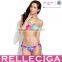 RELLECIGA 2016 New Sexy Abstract Foil Pattern V Wire Bandeau Bikini Swimsuit