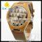 WJ-5356 genuine real leather band Japan movement wood face watch wood