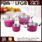 New product pink 7pcs aluminum colorful italian cookware