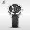 WEIDE Three Time Zones Quartz Stainless Steel Watch Water Resistant Watch Genuine Leather Watch Strap Military Business Men's W