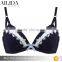 Black Ruffled Low Price Pretty Pattern Push Up Girl Sexy Bra