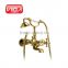 Gold plated bath shower faucet classic bathroom design good quality brass floor standing bath mixer