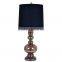luxury gold cylinder base glass table lamp with beads decor and cylinder fabric shade for home decor