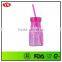 12oz bpa free AS plastic milk bottles with lids and straws