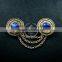 vintage bronze round engraved victorian blue cabochon chain fashion collar brooch jewelry 6520002