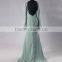 RSE717 Elegant Chiffon Green Long Sleeve Sexu Back Open Evening Dress