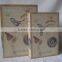antique wooden book box with linen printing covered