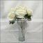 9 branches bunch white color silk rose flower