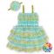 Fashion Style Baby Dress Aqua & Gold Lace Dress Cute Baby Girl Party Dress