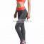 Awesome design gym pants ladies yoga pants with contrast color waistband