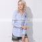 2017 Latest Fashion Lady Long Sleeve Stripe Casual Blouse Design