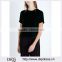 Wholesale Women Latest Simple Design Black Round Neck Short Sleeves Back-split Velvet Blouse(DQE0170T)