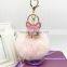 Fahsion Fox Head Faux Fur Keychain HandBag Rhinestone Pendant Charm Soft Car Key Ring 4 Colors fmq-11