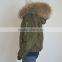 Myfur Newest MA1 Bomber Jacket with Real Raccoon Fur Collar Reversible Jackets