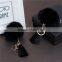 Custom Gold Plated Black Angora Pom Pom Ball Rayon Tassel Custom Keychain