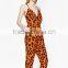 Custom Designer Ladies Corssover V-Neck Leopard Jumpsuit