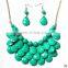 2017 Fashion Geometric Retro Exaggerated Clavicle Necklace Earring Set Bohemia Colorful Stone Choker Necklace Jewelry Set