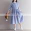 OEM Wholesale Maxi Dresses Plus Size Long Sleeve Linen Striped Dresses