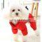 Warm Pet dog Cat red four feet casual wear dust coat jacket apparel with towing ring