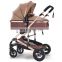 2019 new design luxury high view 4 wheels baby stroller pram with carrycot