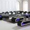 Modern U shaped sectional couch with LED leather living room sofa set furniture
