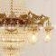 French Golden Copper Chandelier European Villa Luxury Crystal Pendant Lamps For Hotel