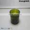 Green Color Cylinder Cut Glass Candle Holder