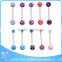Custom-made stainless steel colorful cheap wholesale double ball tongue piercing