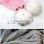 RRSC001C 2015 New Design Removable Raccoon Fur Pom Pom Knitted Scarf Real Fur Knitted Kids Scarf