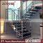 L-shaped Carbon Steel Plate Wood Staircase