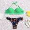 The new triangle split swimwear female steel prop gather wholesale sexy floral bikini