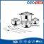 Wholesale custom stainless steel cookware set with glass lid silver