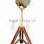 BROWN ANTIQUE ROYAL MARINE SPOTLIGHT WITH TRIPOD STAND - VINTAGE LOOK SEARCHLIGHT ON STAND