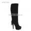 suede Leather women tassel boots high heels women sex horse boots long shoes for girls
