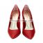 2016 high fashion Pointed toe high heel classic ladies breatheable PU lining comfortable RED sheep skin pump shoes
