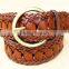 2015 Hot design lady belts Brown fashion braided leather belt