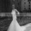 AR10 Bridal Lace Bodice Long Sleeves Mermaid Illusion Wedding Bridal Dress with Long Train