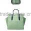 Soft outside matting material bags lady contrast color tote bag woman green handbag with fringe