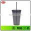 FDA certification Plastic double wall Slurpy with crazy straw 16 ounce