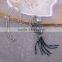 Clover Pendant Beads Tassel Necklace, Gem Stone Druzy Pendant, With Crystal Paved Crystal Tassel Jewelry, Stone Chain Necklace